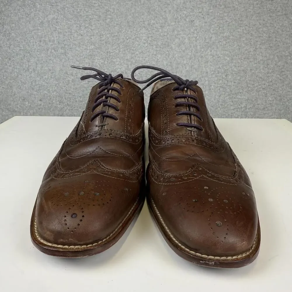 Clarks Men's Size 9 Brown Genuine Leather Brogue Dress Shoes Lace Up